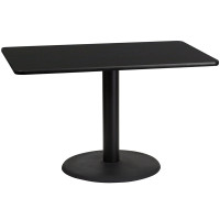 Flash Furniture XU-BLKTB-3048-TR24-GG 48" Rectangular Black Laminate Table Top with 24" Height Base